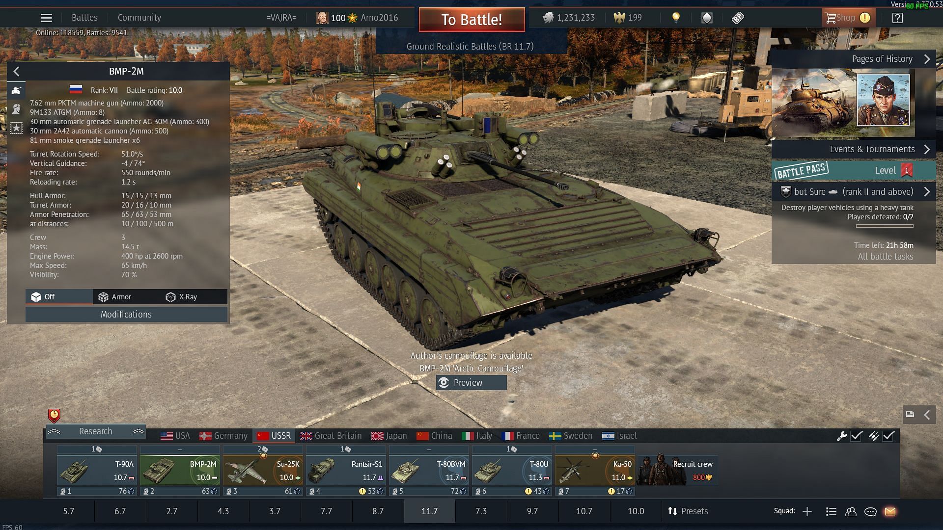 The BMP-2M in War Thunder (Image via Gaijin Entertainment)