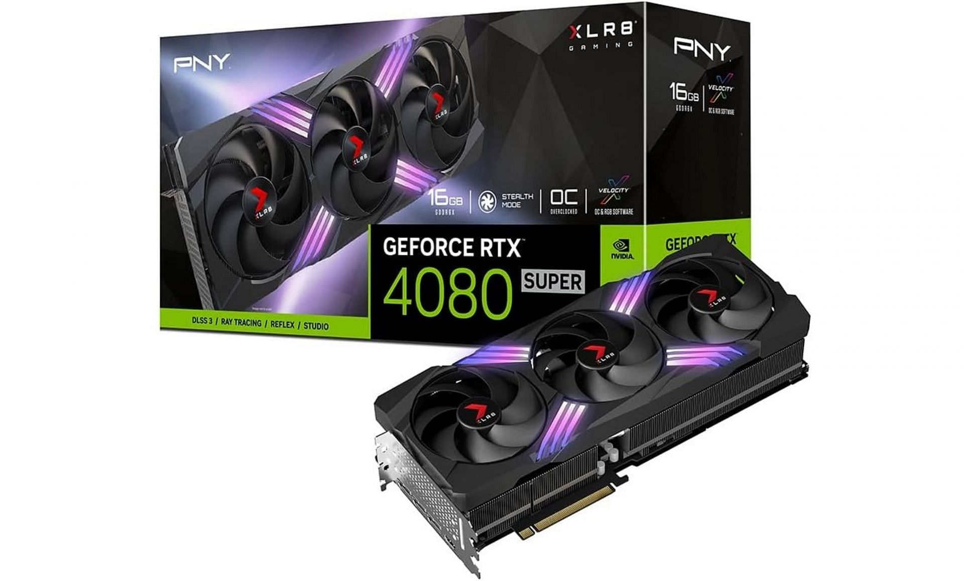 PNY GeForce RTX 4080 Super 16GB XLR8 VERTO Epic-X graphics card (Image via PNY, Amazon)