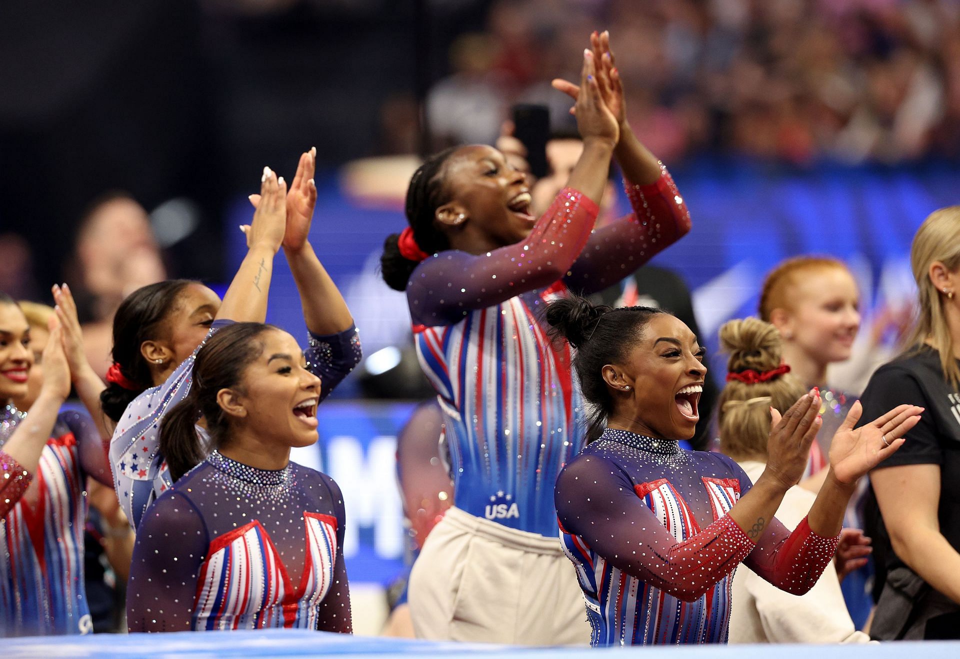 2024 U.S. Olympic Team Trials &ndash; Simone Biles and Jordan Chiles cheering