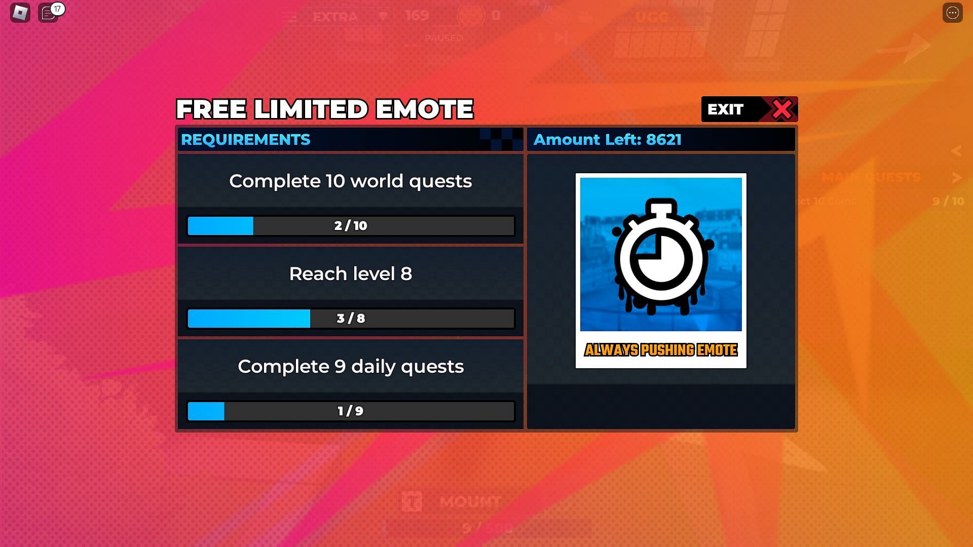 Missions for unlocking the Vans Ollie emote (Image via Roblox)