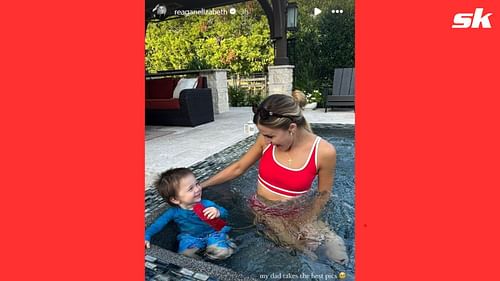 Reagan Bregman was splashing around with son Knox and husband Alex on a recent visit to the New York area (www.Instagram.com/Reaganelizabeth)