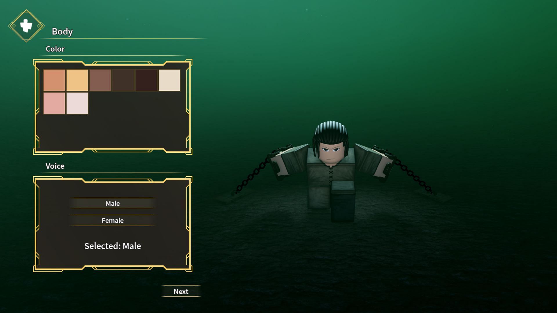 Customize your character in Derelict (Image via Roblox)