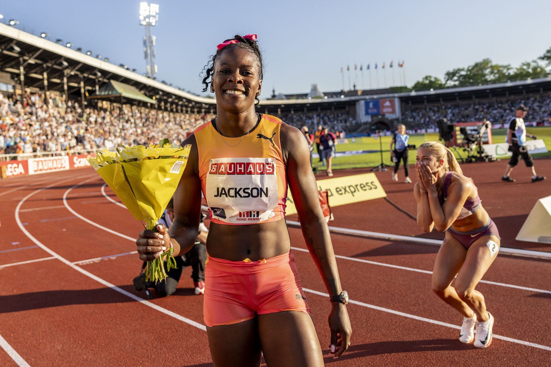 Shericka Jackson, another strong contender for gold at Paris 2024 [Image Source: Getty]