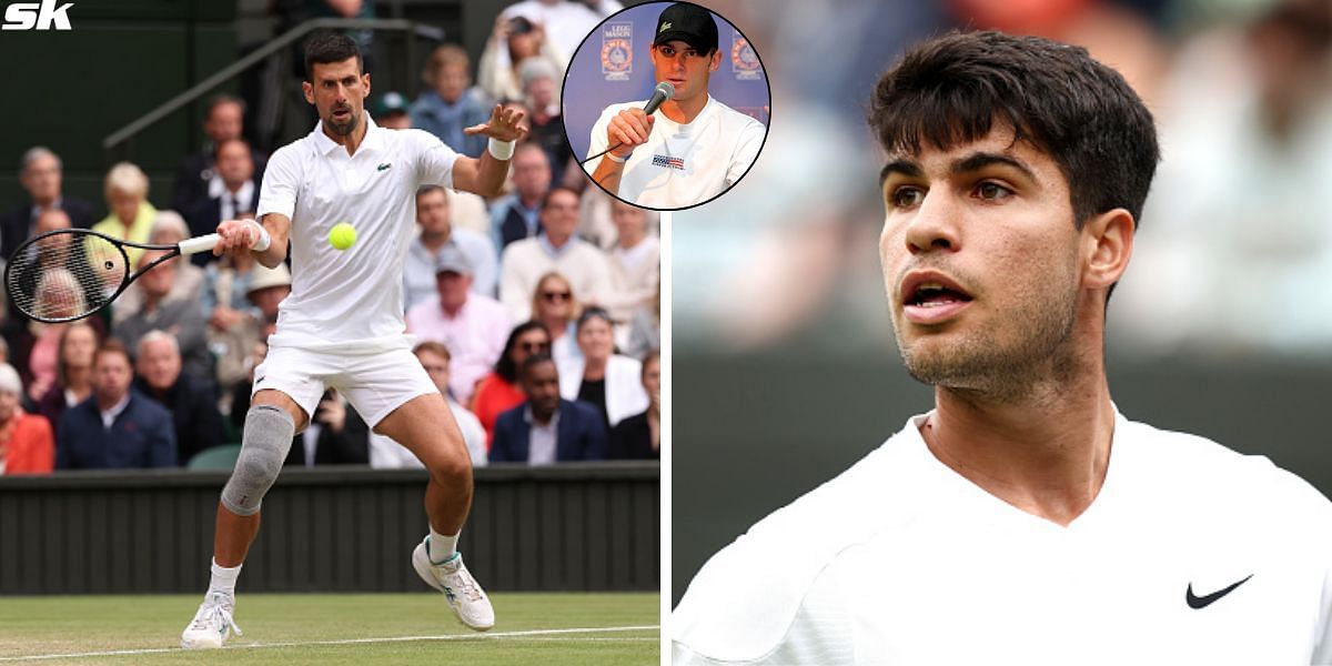 Novak Djokovic (L), Andy Rodick (inset) &amp; Carlos Alcaraz (R) [Image Source: Getty Images]