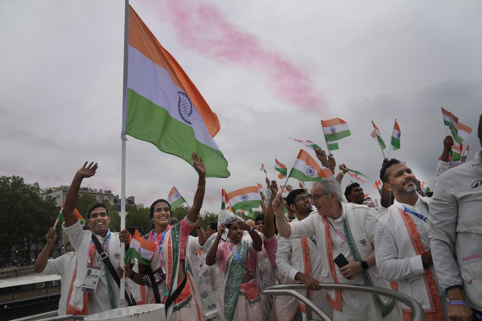 The Indian contingent at the opening ceremony - Olympic Games Paris 2024: Day 0 - Source: Getty