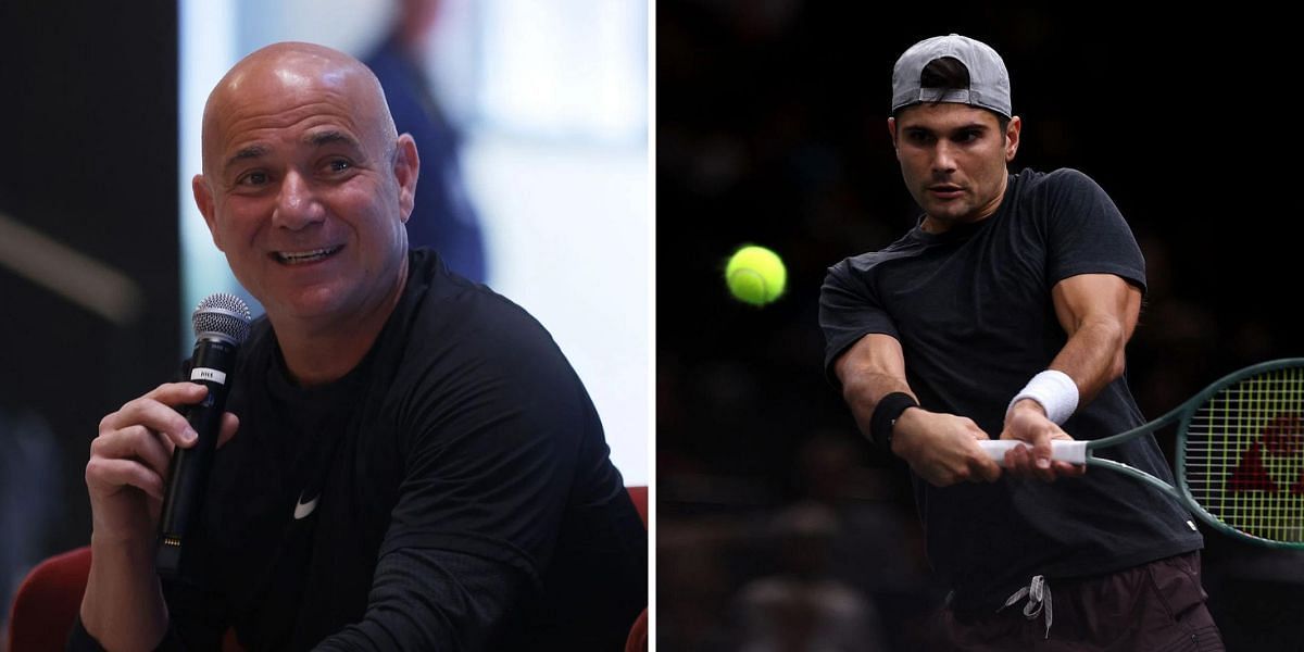 Andre Agassi (L) Marcos Giron (R). (Source: GETTY)