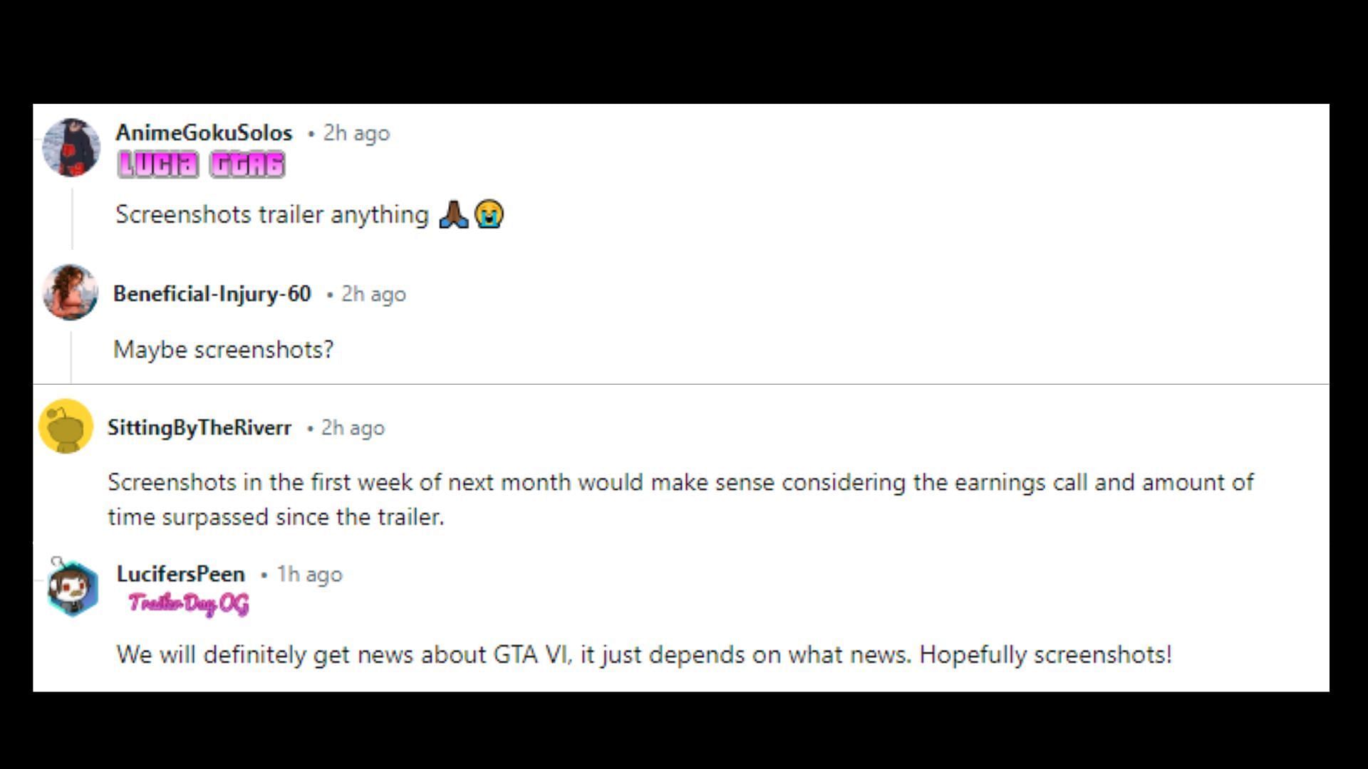 Fans are hoping to get official screenshots around the earnings call (Images via Reddit)