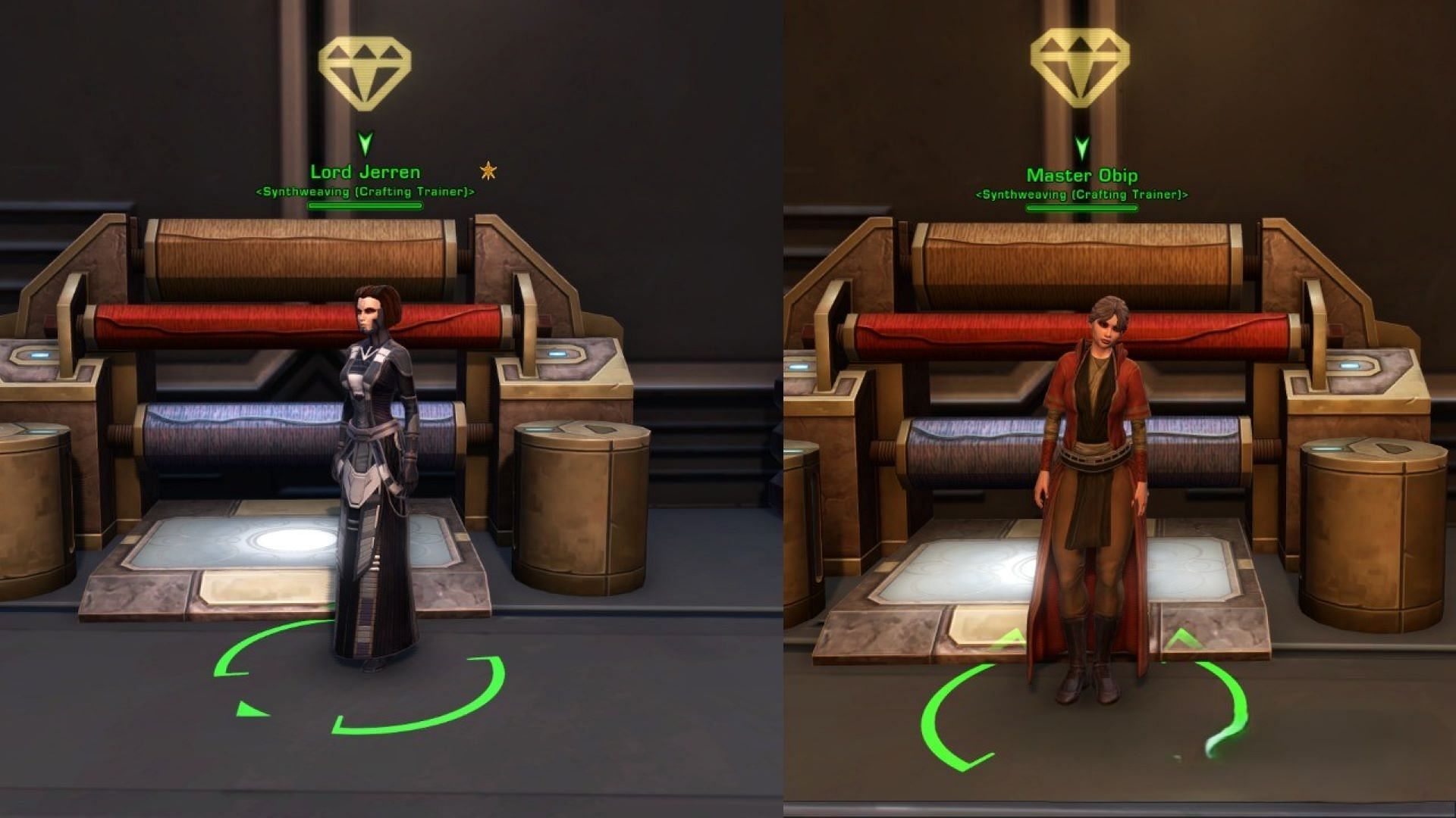 The Synthweaving crafting trainers for both Imperial and Republic players (Image via Electronic Arts)