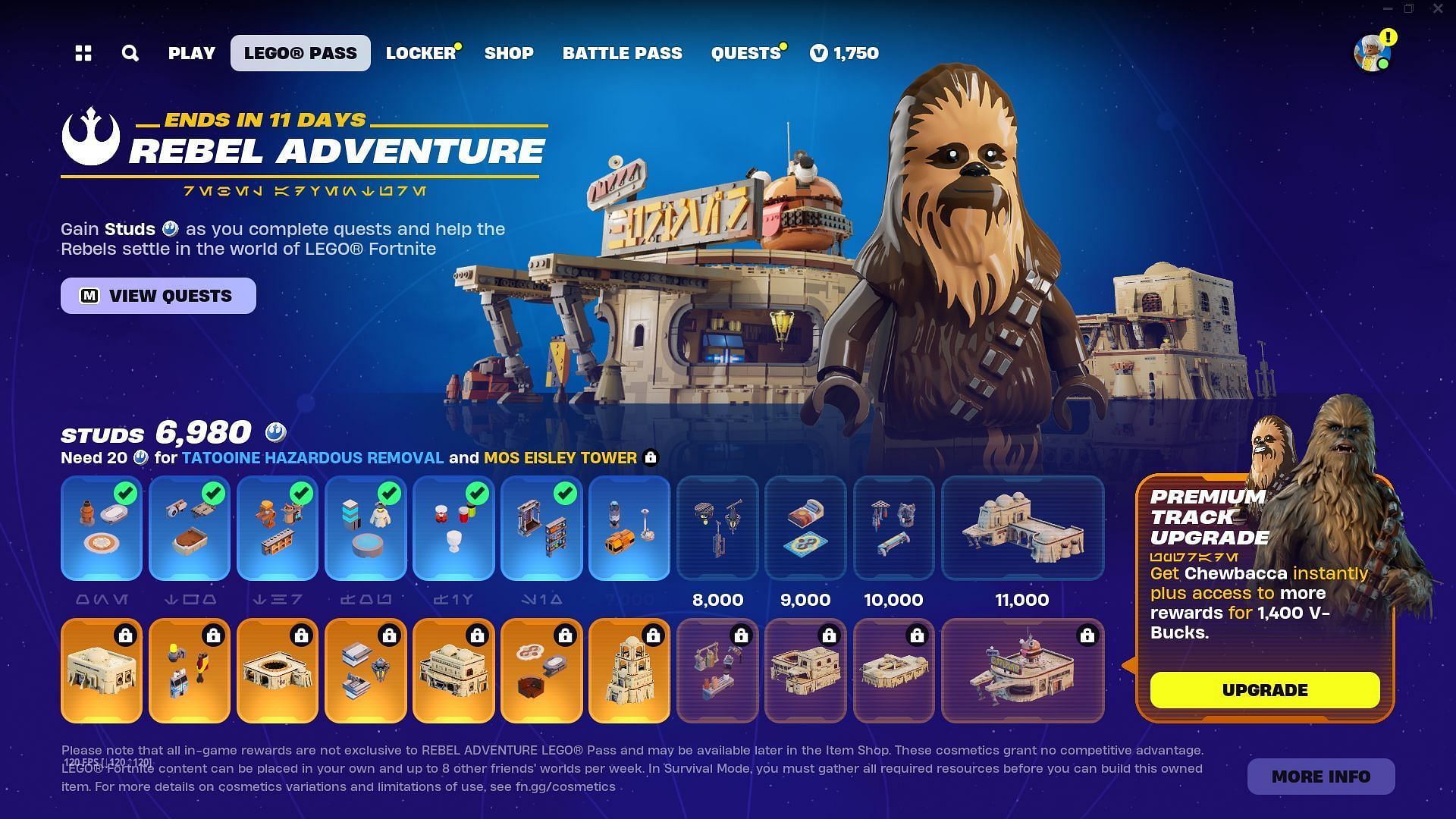 LEGO Pass can be unlocked by completing many quests included in the LEGO Fortnite Star Wars Quests (Image via Epic Games)