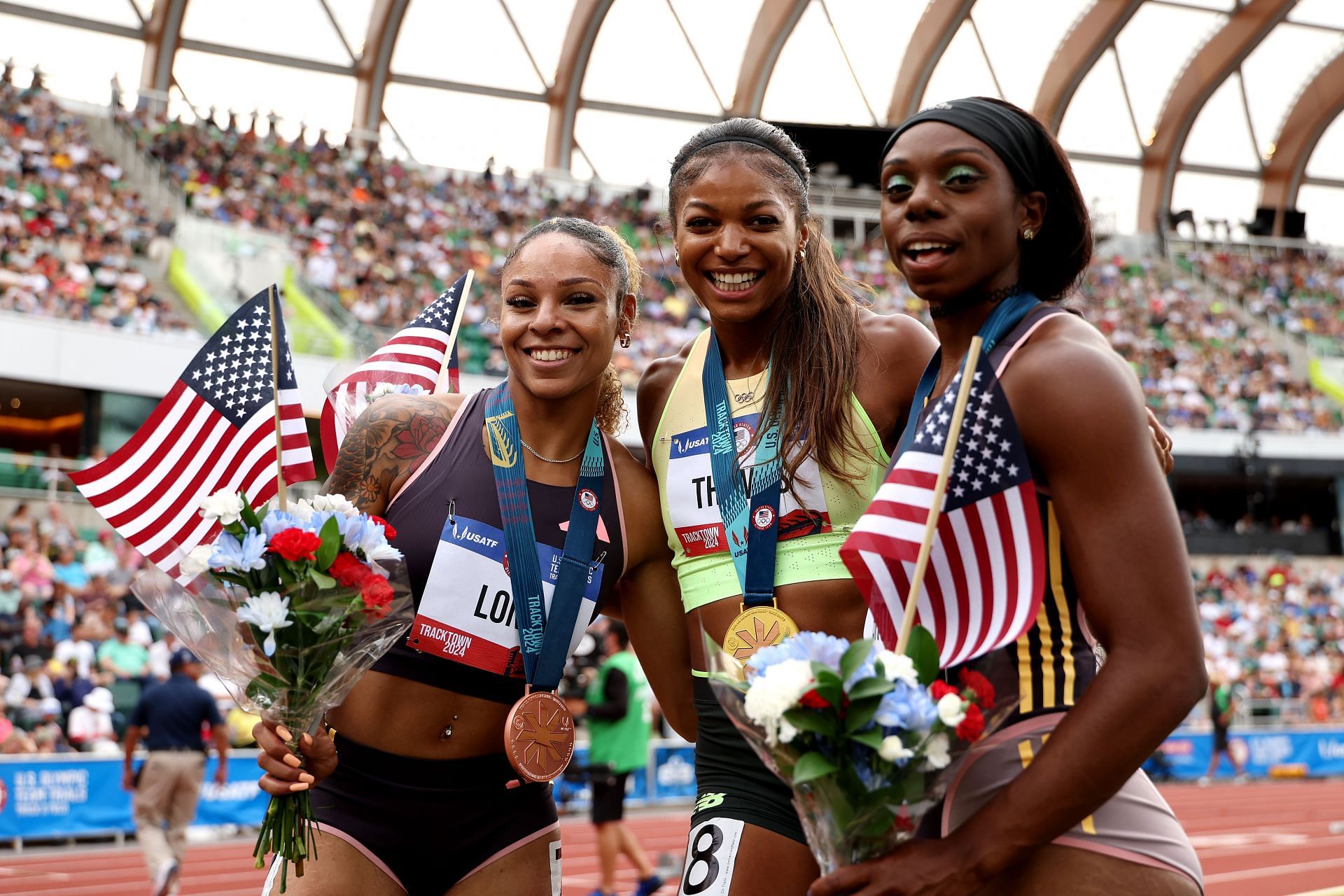 Gabby Thomas at the 2024 U.S. Olympic Team Trials.