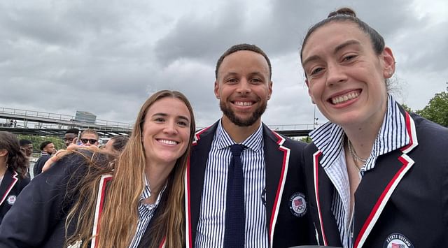 Breanna Stewart shares 4-word reaction to epic snap with Steph Curry at Olympics ceremony (Credit: X/breannastewart)