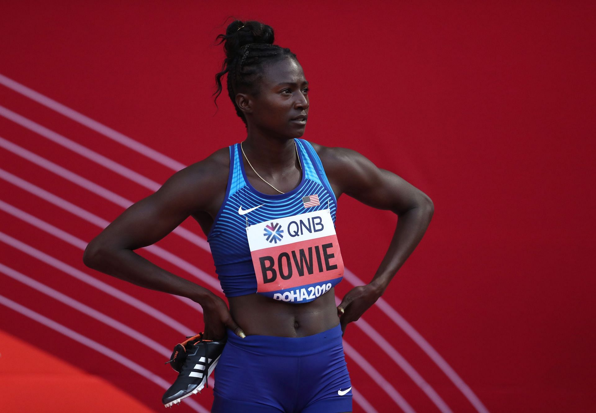 Tori Bowie from USA at the World Athletics Championships in Doha, 2019 [Image Source: Getty]