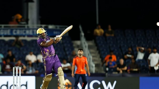 Andre Russell smashes a 107-meter six in LAKR vs SFU clash in MLC 2024