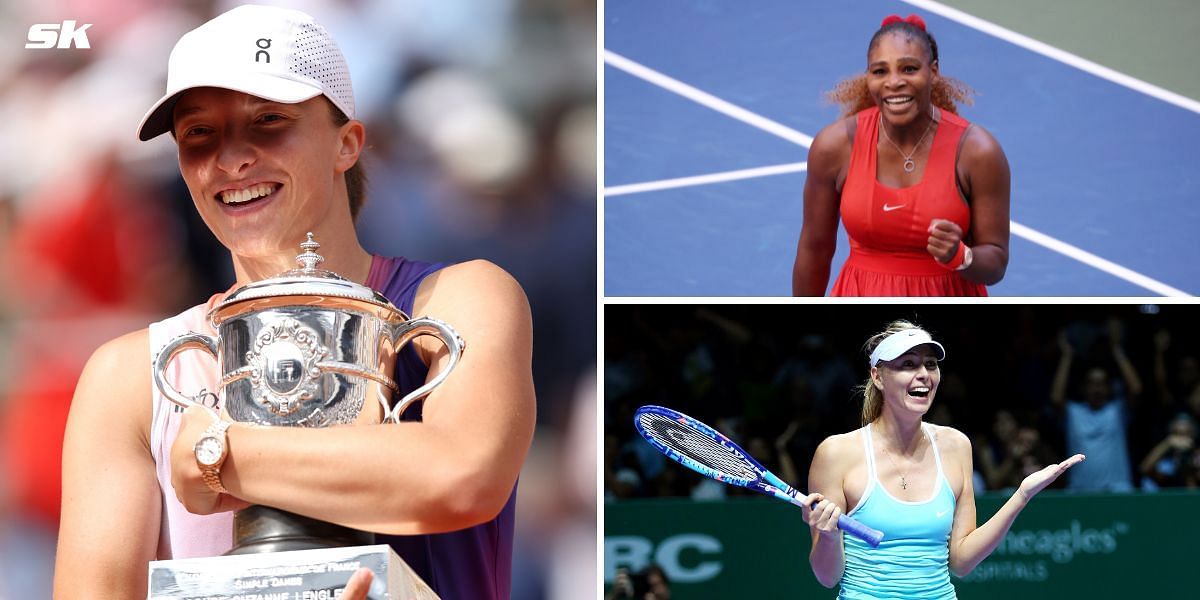 Iga Swiatek (L), Serena Williams and Maria Sharapova (Source: GETTY)