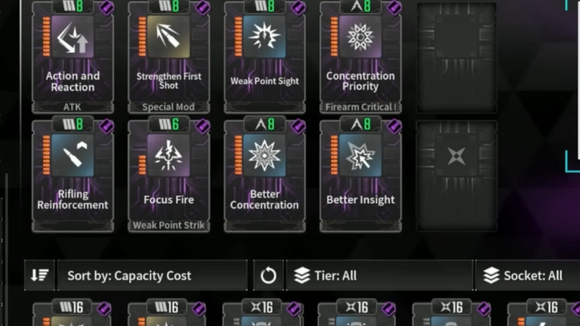 Here is the baseline, must-have Weapon Modules (Image via Nexon)