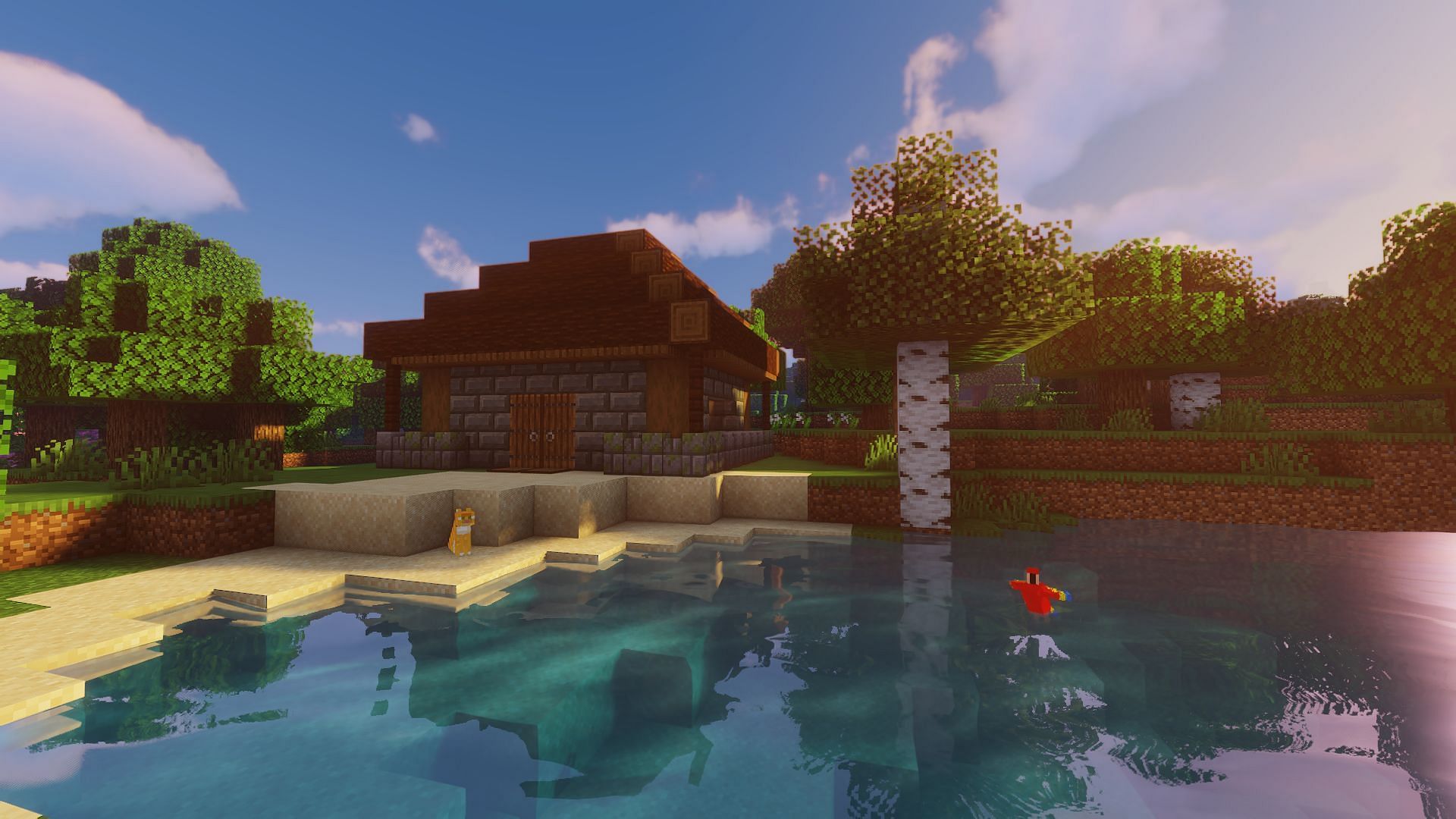 A base seen using Sildur&#039;s Vibrant Shader (Image via Mojang)