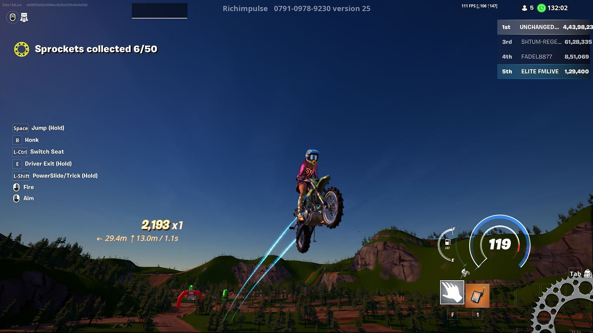 Ride your bike and score tricks, collect tokens, and farm XP (Image via Epic Games)