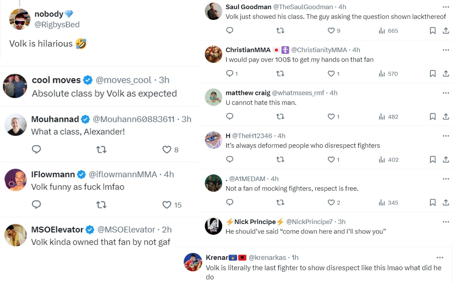 Fans react to Alexander Volkanovski tacking a disrespectful question [Images courtesy: @ChampRDS on X]