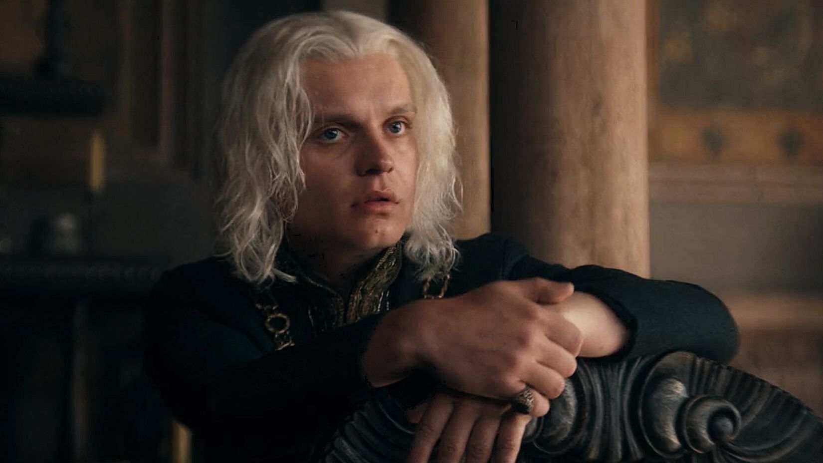 Aegon II Targaryen in a still from House of the Dragon season 2 episode 4 (via HBO Max)