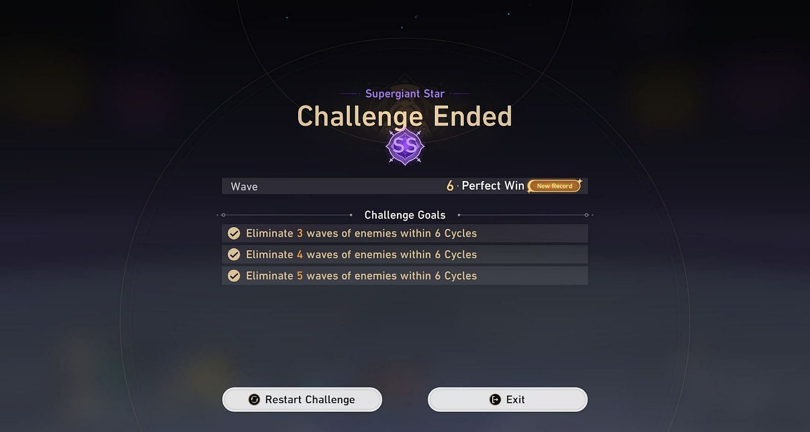 Try and achieve all the challenge goals to get a Perfect Win rating (Image via HoYoverse)