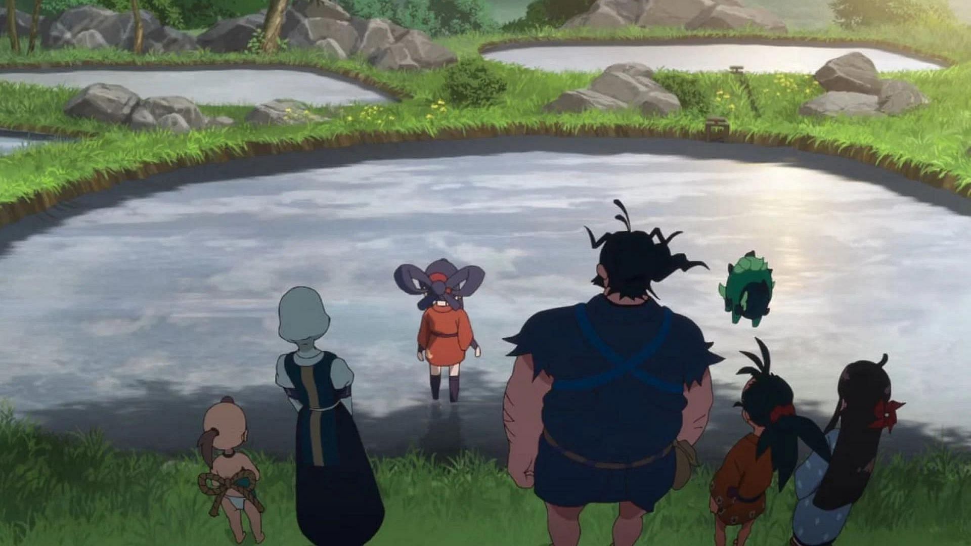 Sakuna and her friends as shown in the anime (Image via Studio P.A. Works)