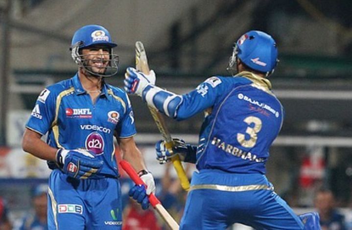 Rishi Dhawan with Harbhajan Singh in IPL 2013 (Image Credits: Rishi Dhawan&#039;s Instagram)