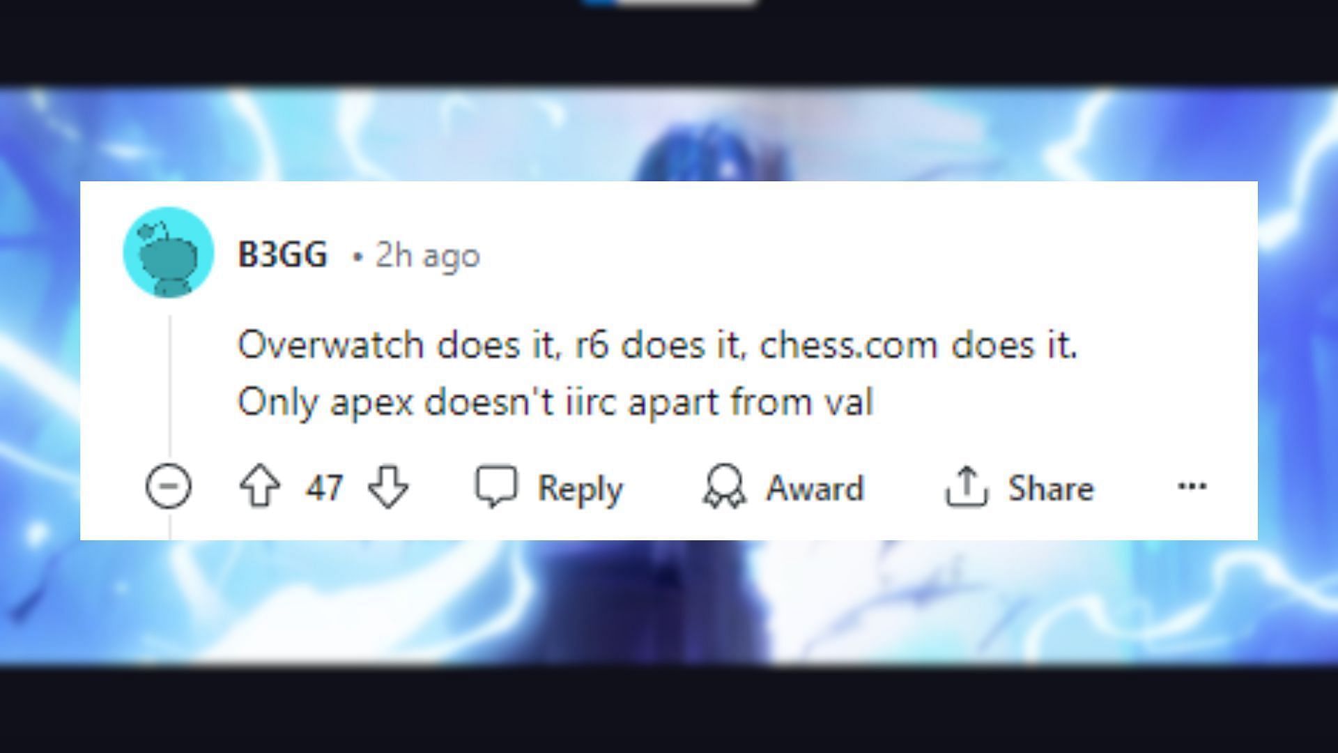 A Valorant player mentioned other FPS games that have the recover RR feature (Image via Reddit)
