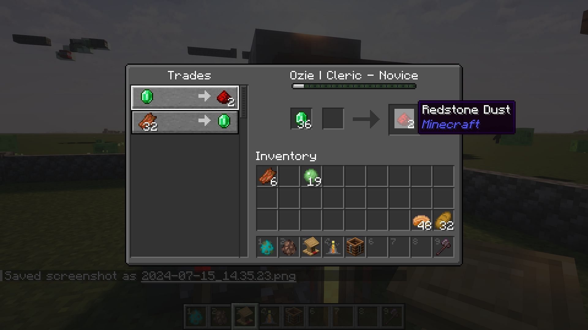 Redstone is easy to get in large number through clerics (Image via Mojang)