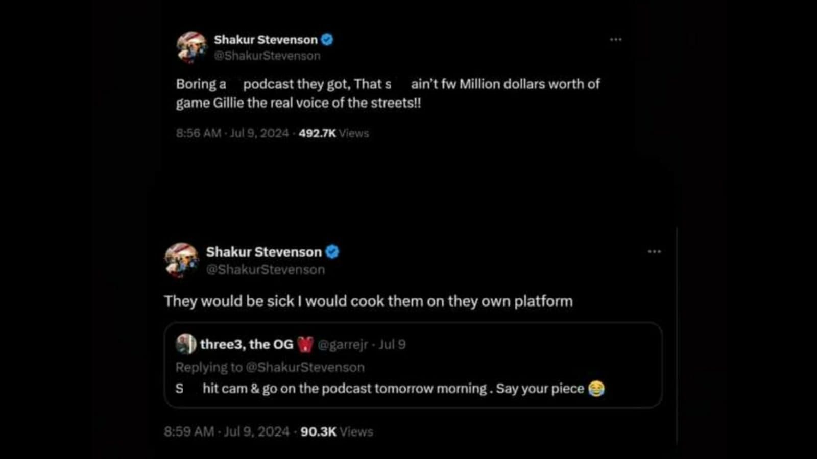 Shakur Stevenson&#039;s tweets (Image via X/@ShakurStevenson)