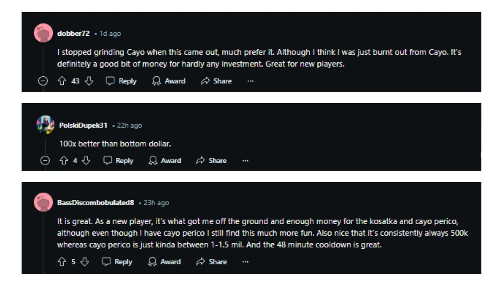 A collage of three more comments on Fool_isnt_real&#039;s post (Image via Reddit)