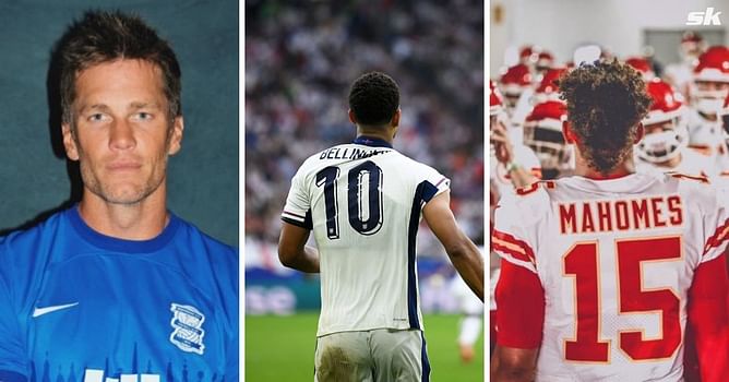 Tom Brady and Patrick Mahomes react as Jude Bellingham scores stunning goal for England at Euro 2024
