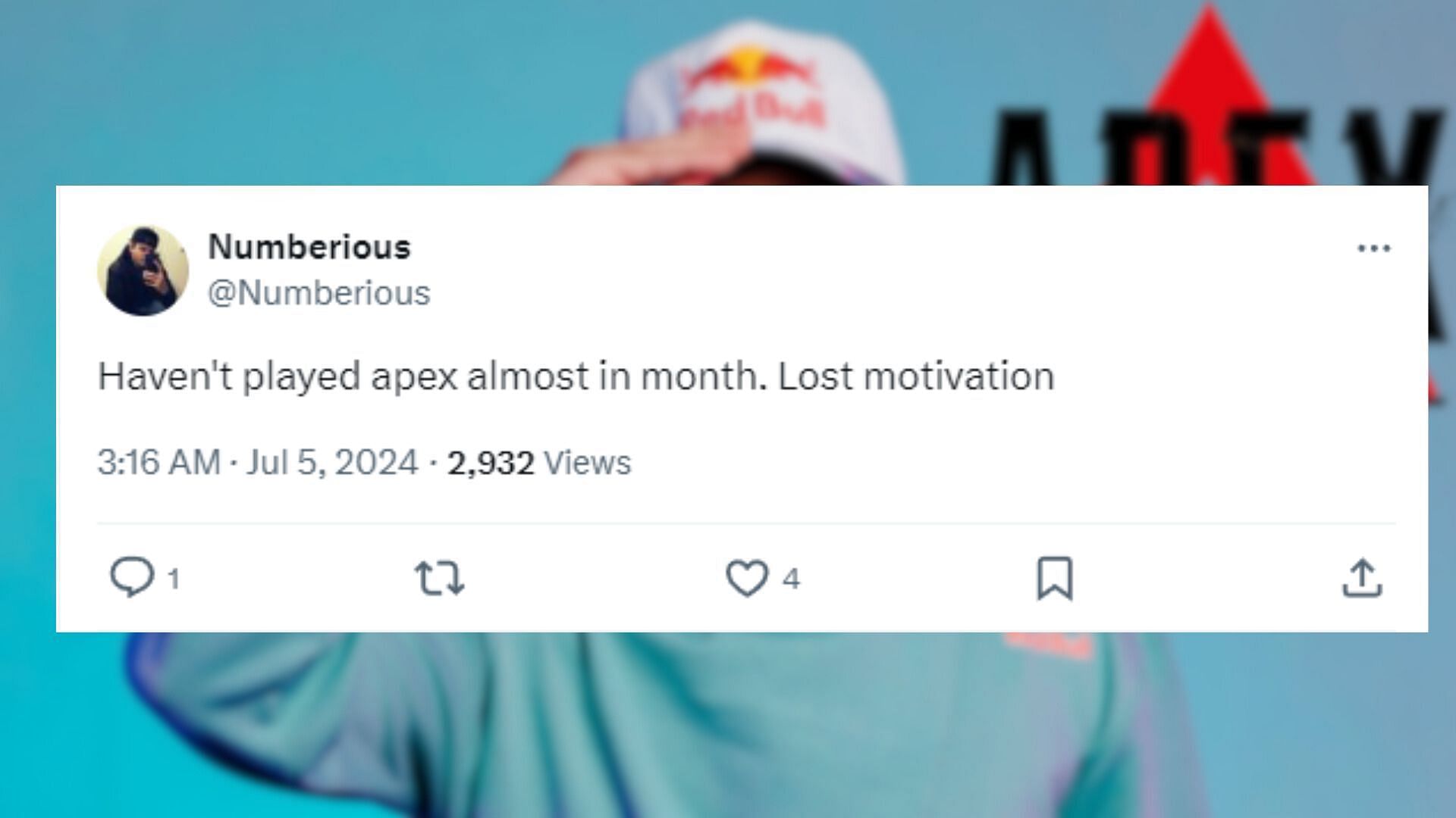 One fan lost hope about Apex Legends and left it about a months ago (Image via X)