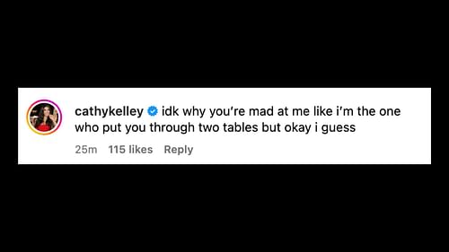 Cathy Kelley responds to Chelsea Green on Instagram.