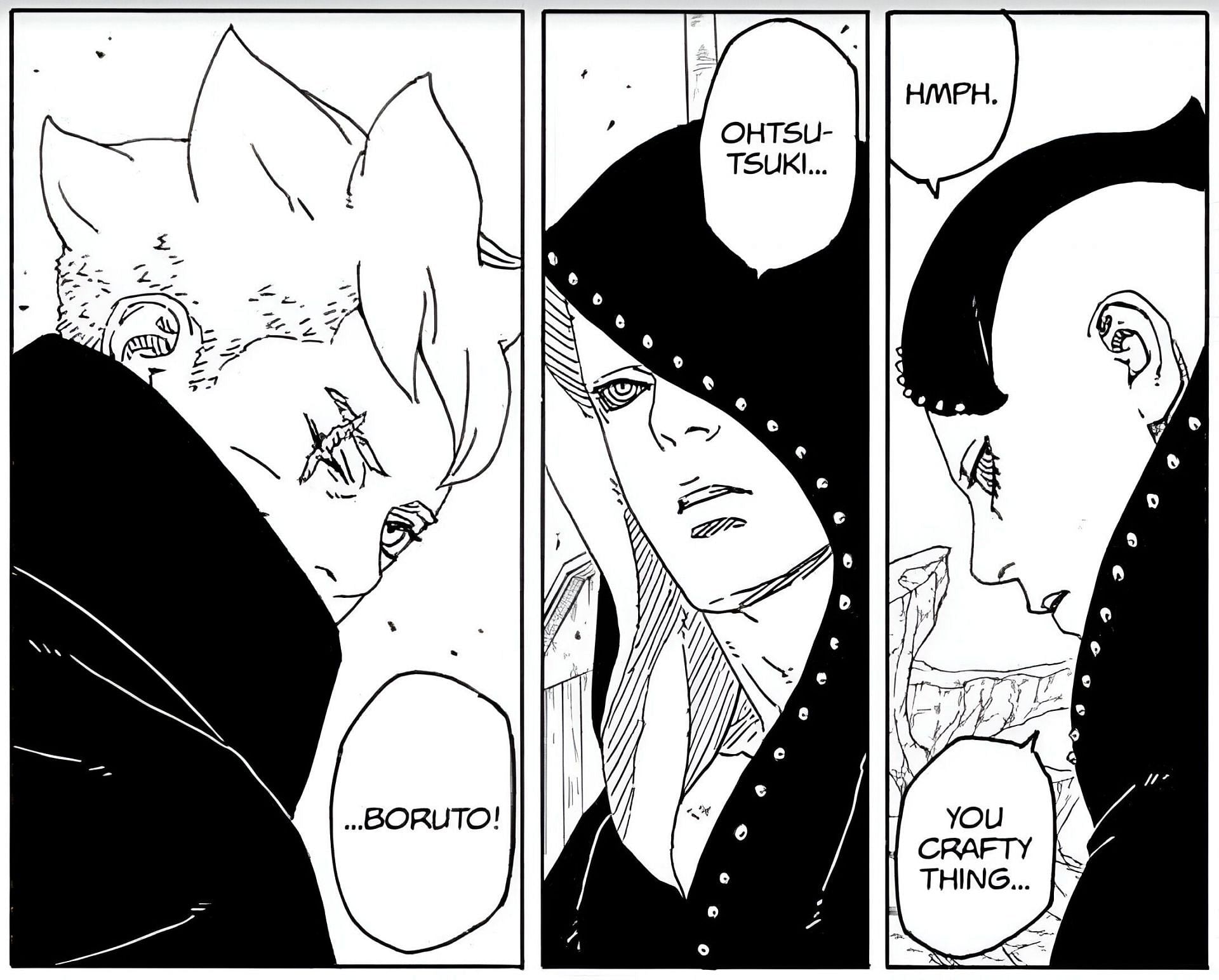 Boruto, Hidari, and Jura as seen in the Boruto: Two Blue Vortex manga (Image via Shueisha)