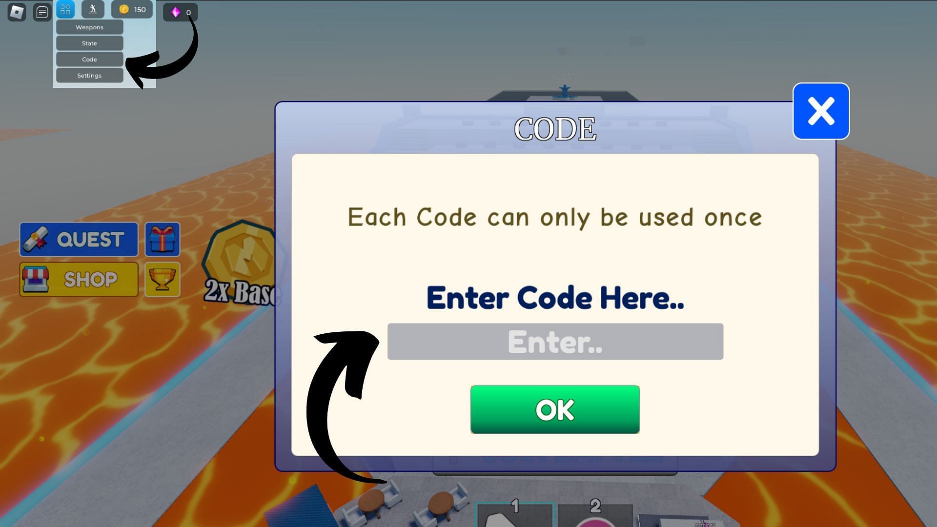 Redeem codes in Allblox Battles (Image via Roblox)