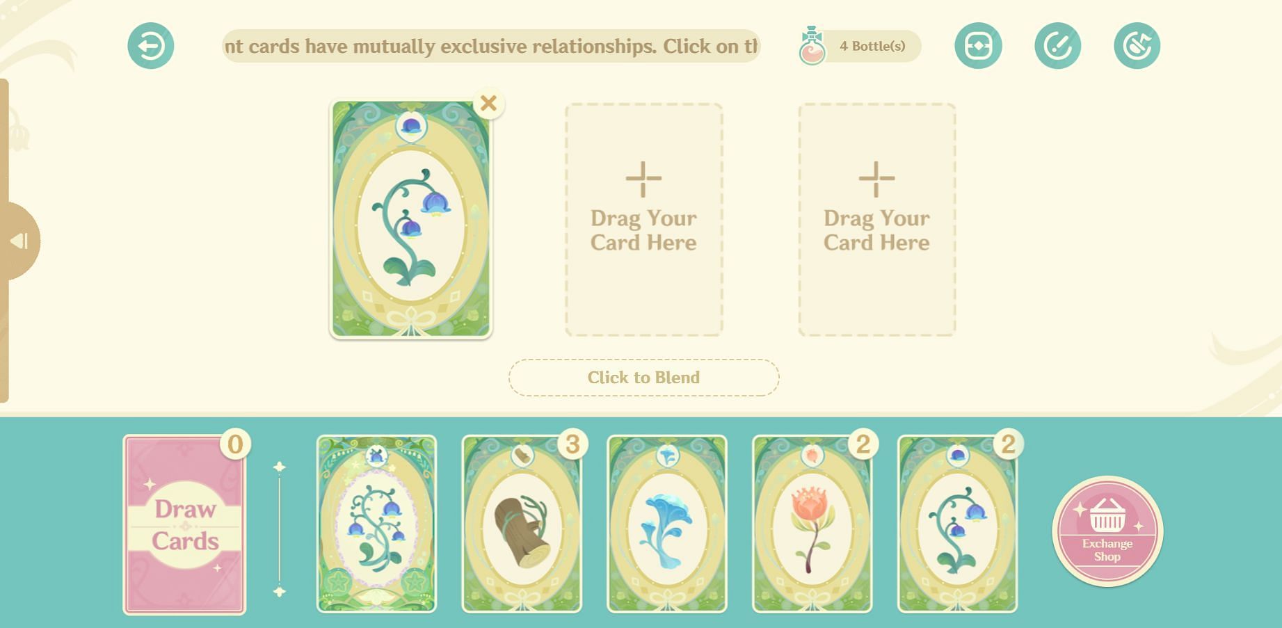 Drag and drop one plant card (Image via HoYoverse)