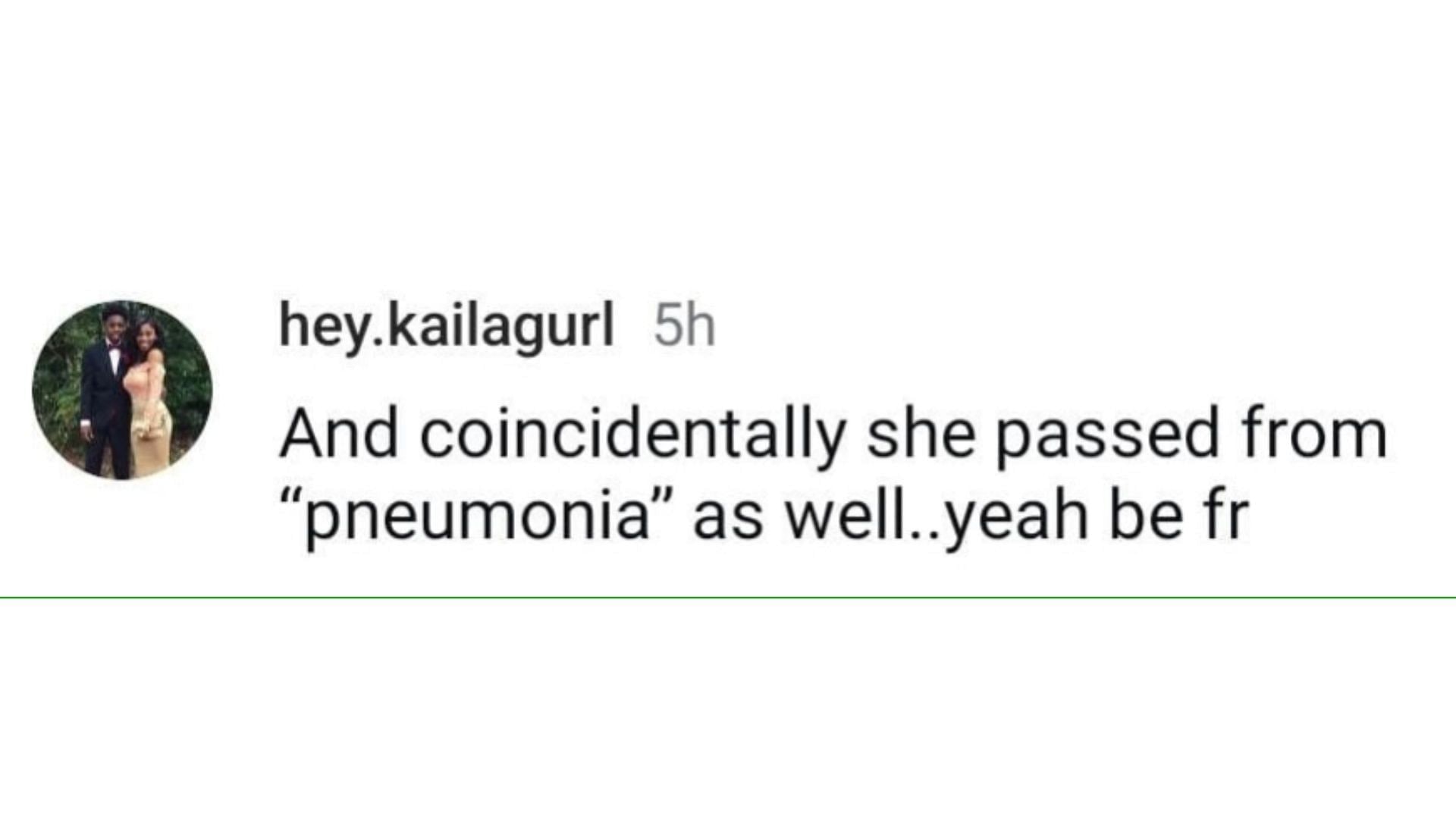 A netizen blames Diddy for Kim Porter&#039;s death. (Image via Instagram/ hey.kailagurl)