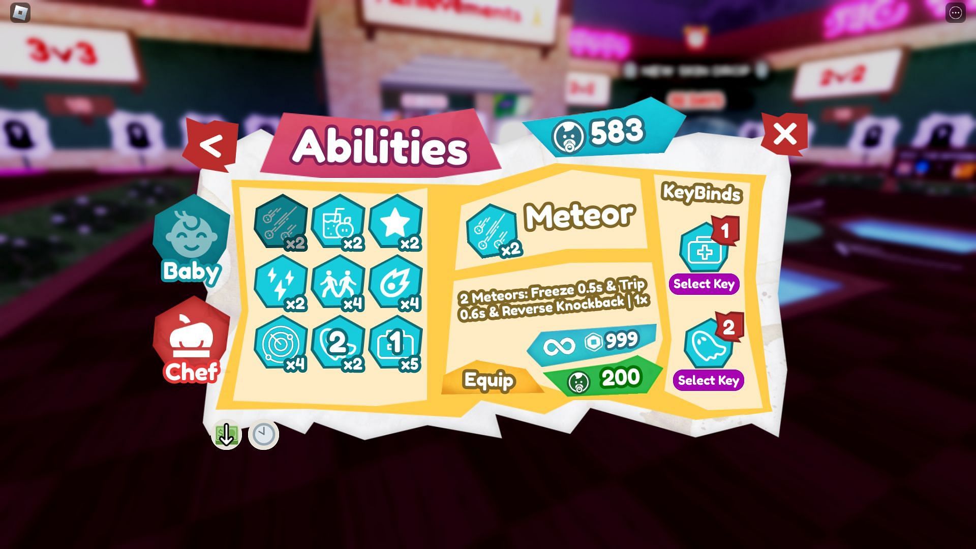 Abilities menu (Image via Roblox)