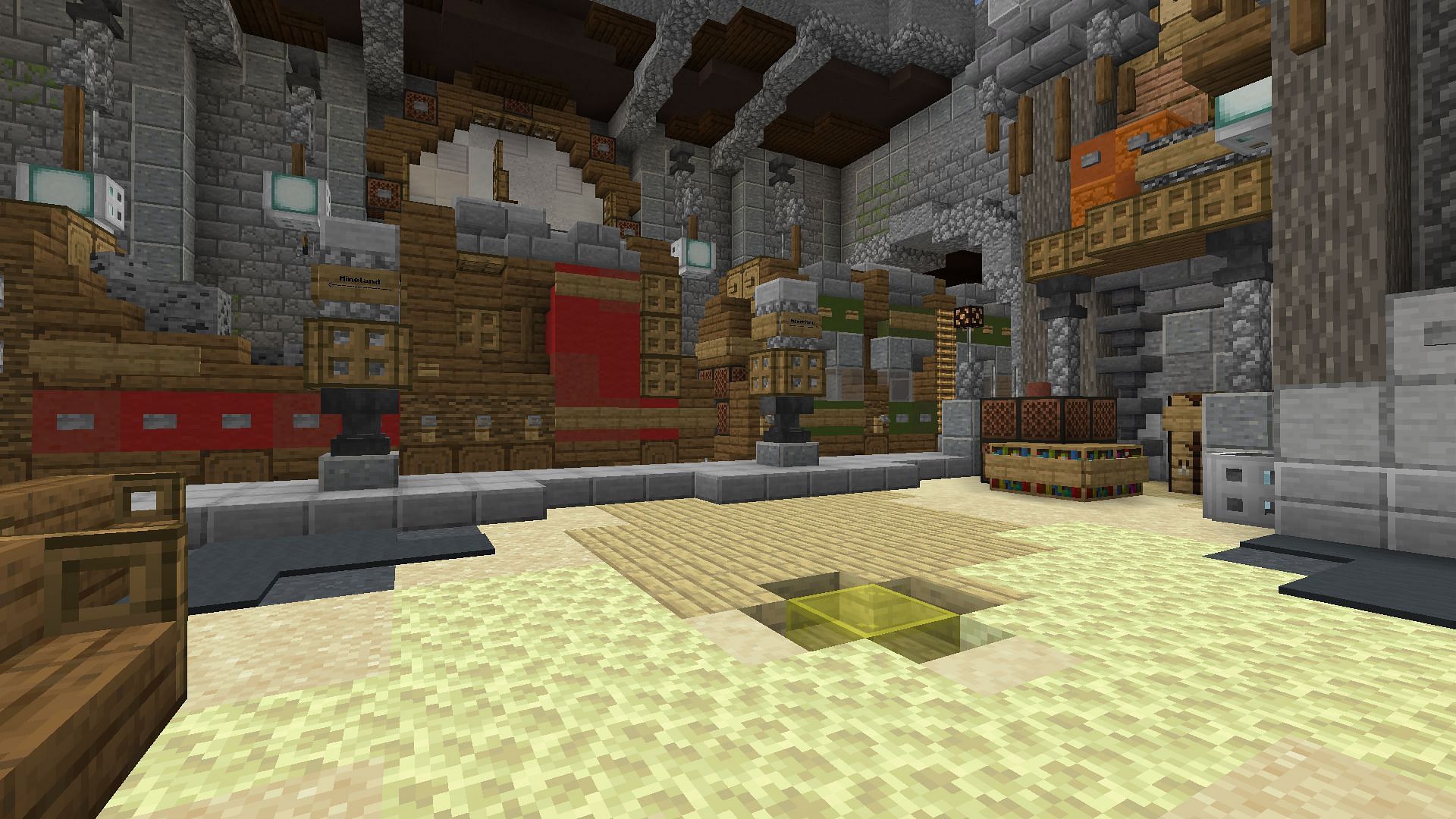 The room new players are placed into on the Mineland Network 1.21 server (Image via Mojang)