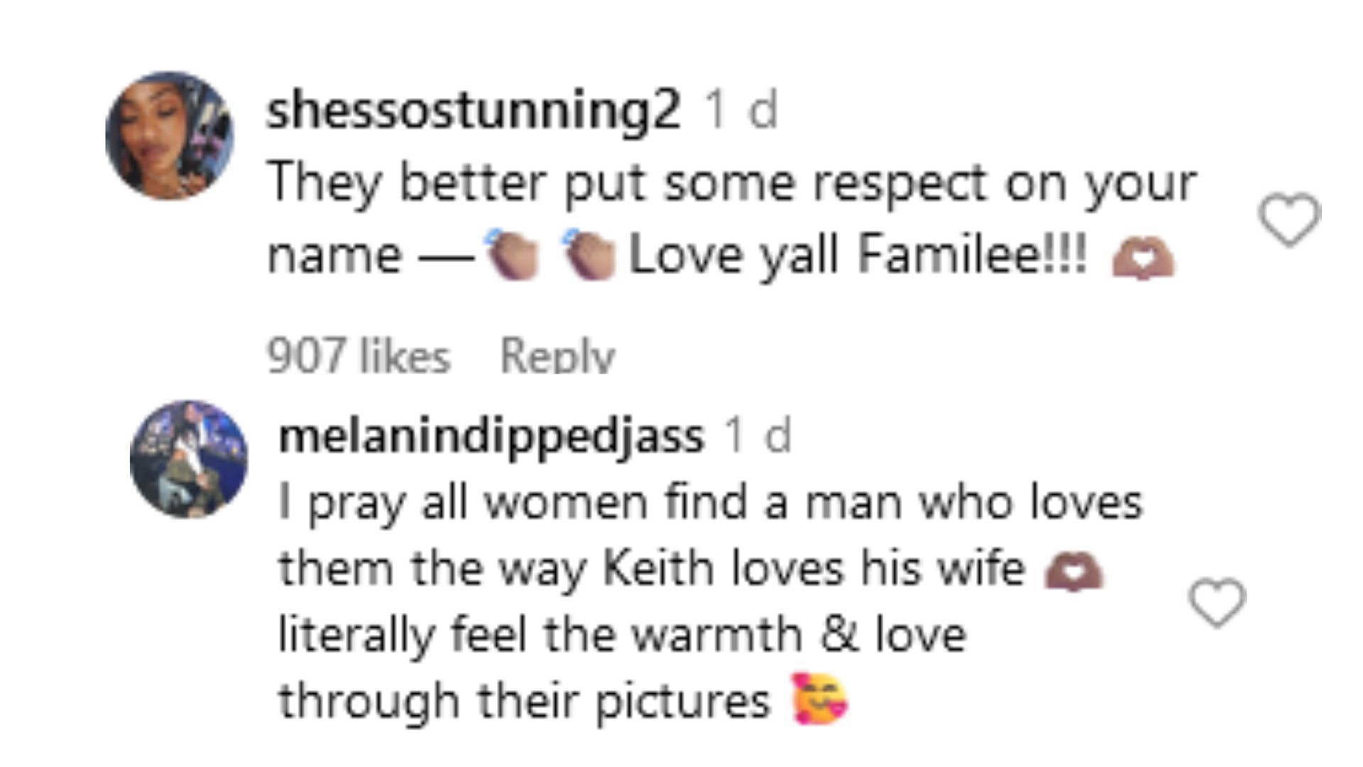 Fans defended Lee for supporting his wife (Image via Instagram / @shessostunning2 / @melanindippedjass)