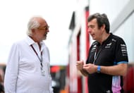 Flavio Briatore, Executive Advisor to Alpine F1, and Bruno Famin, Team Principal of Alpine F1 talk in the Paddock prior to final practice ahead of the F1 Grand Prix of Hungary at Hungaroring on July 20, 2024 in Budapest, Hungary. (Photo by Rudy Carezzevoli/Getty Images)