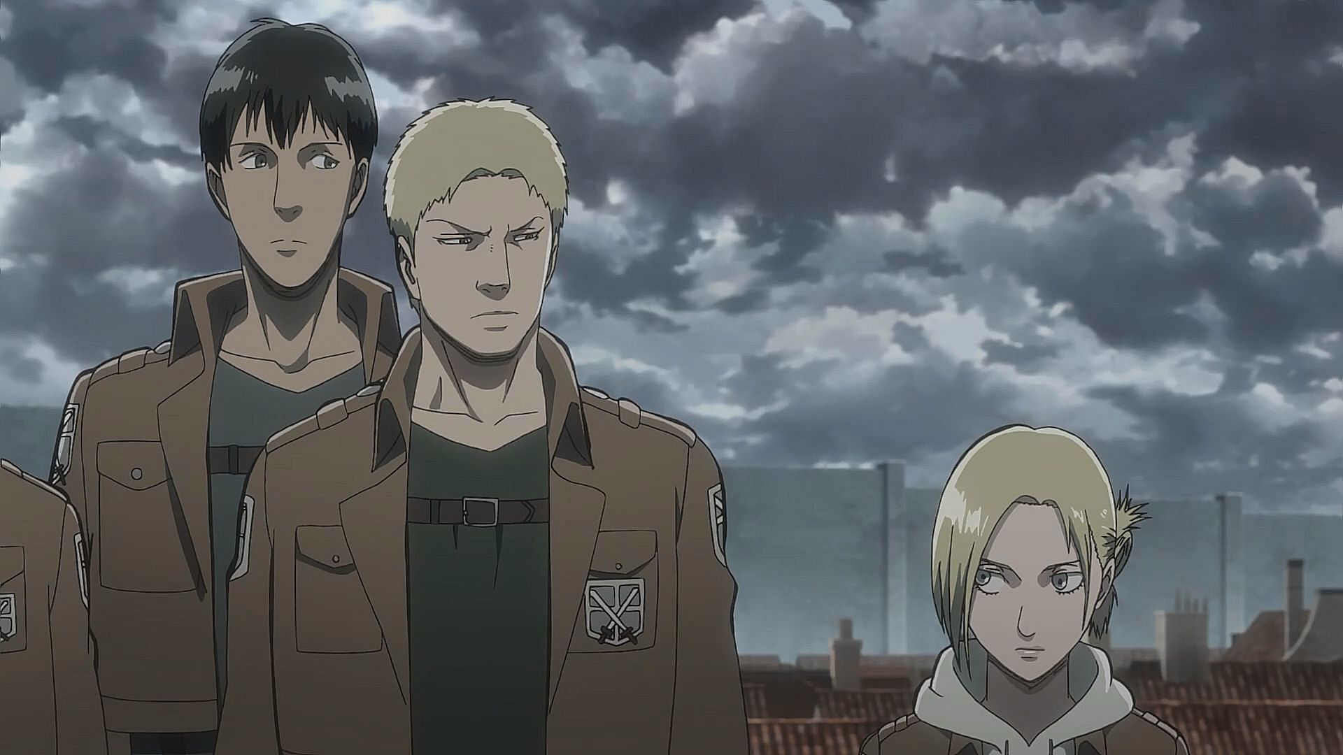 Bertholdt, Reiner, and Annie (left to right) as seen in the anime (Image via Wit Studios)