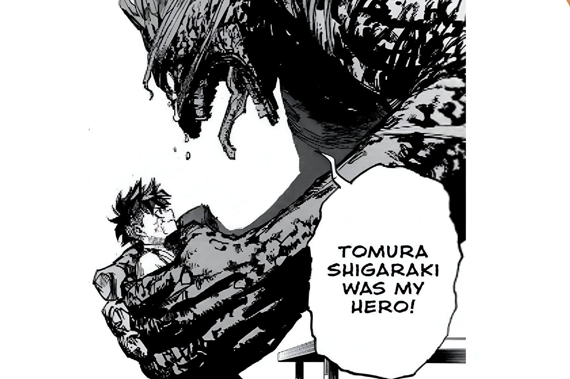 Spinner revealing his feelings for Tomura Shigaraki (Image via Shueisha)