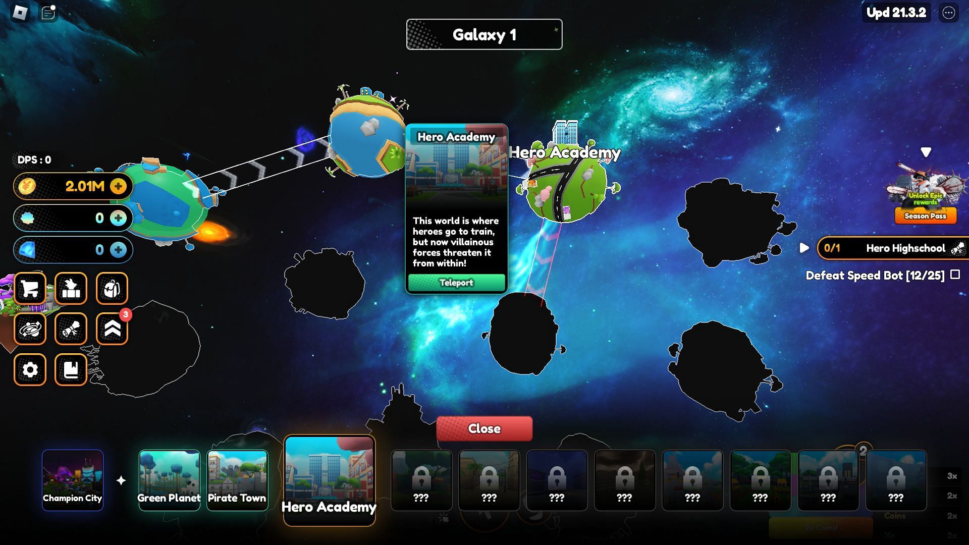 Hero Academy in the Galaxy 1 Map (Image via Roblox)