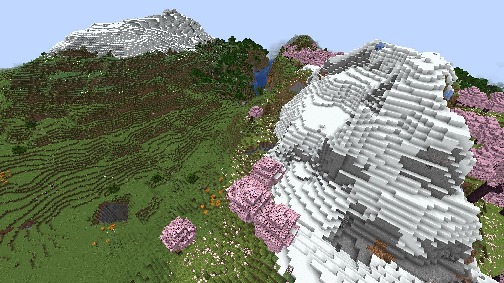 The amazing valley found near the seed&#039;s spawn (Image via Mojang)