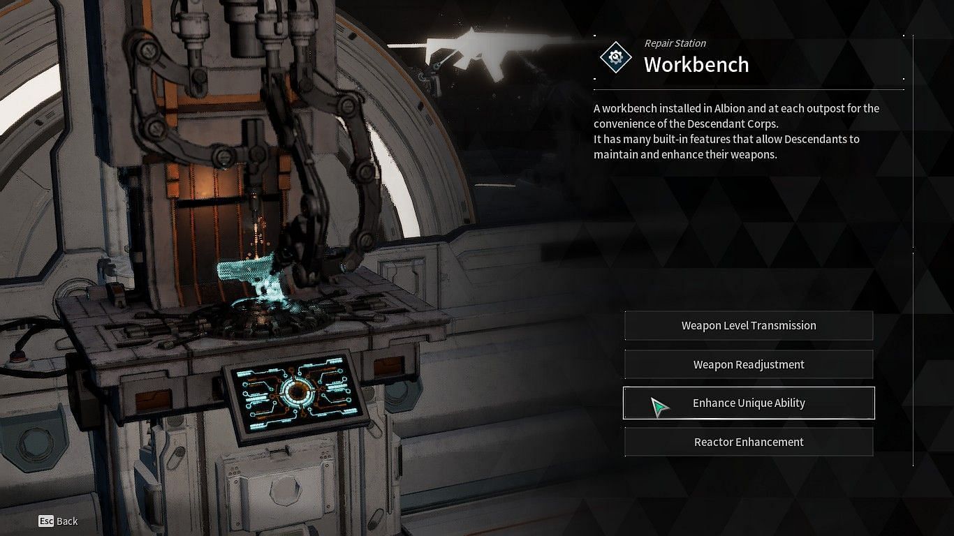 Workbench is the one-stop shop for all things related to enhancing Ultimate weapons (Image via Nexon)