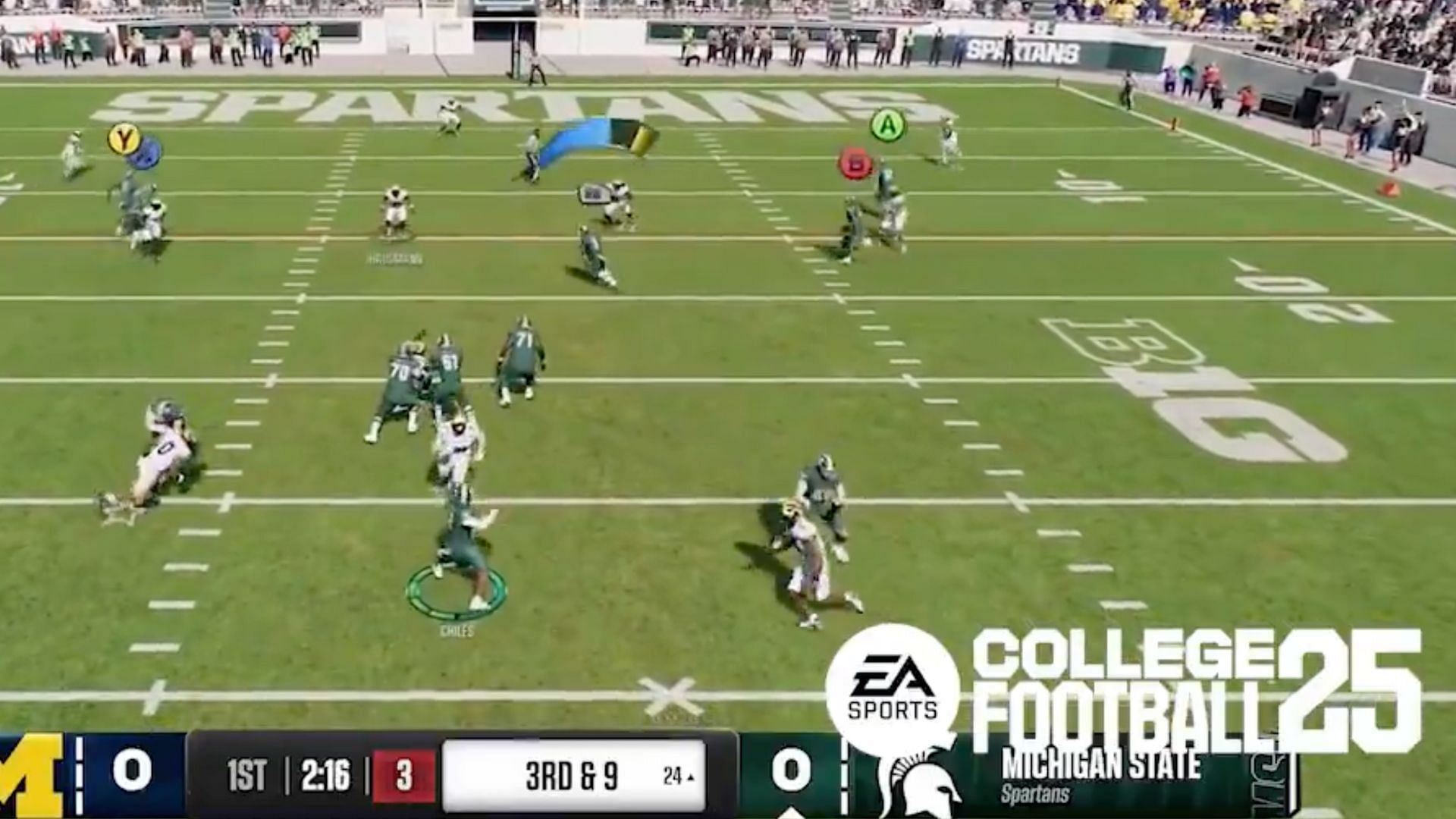 A look at the revamped passing mechanic in College Football 25 (Credit: @EASPORTSCollege on X)