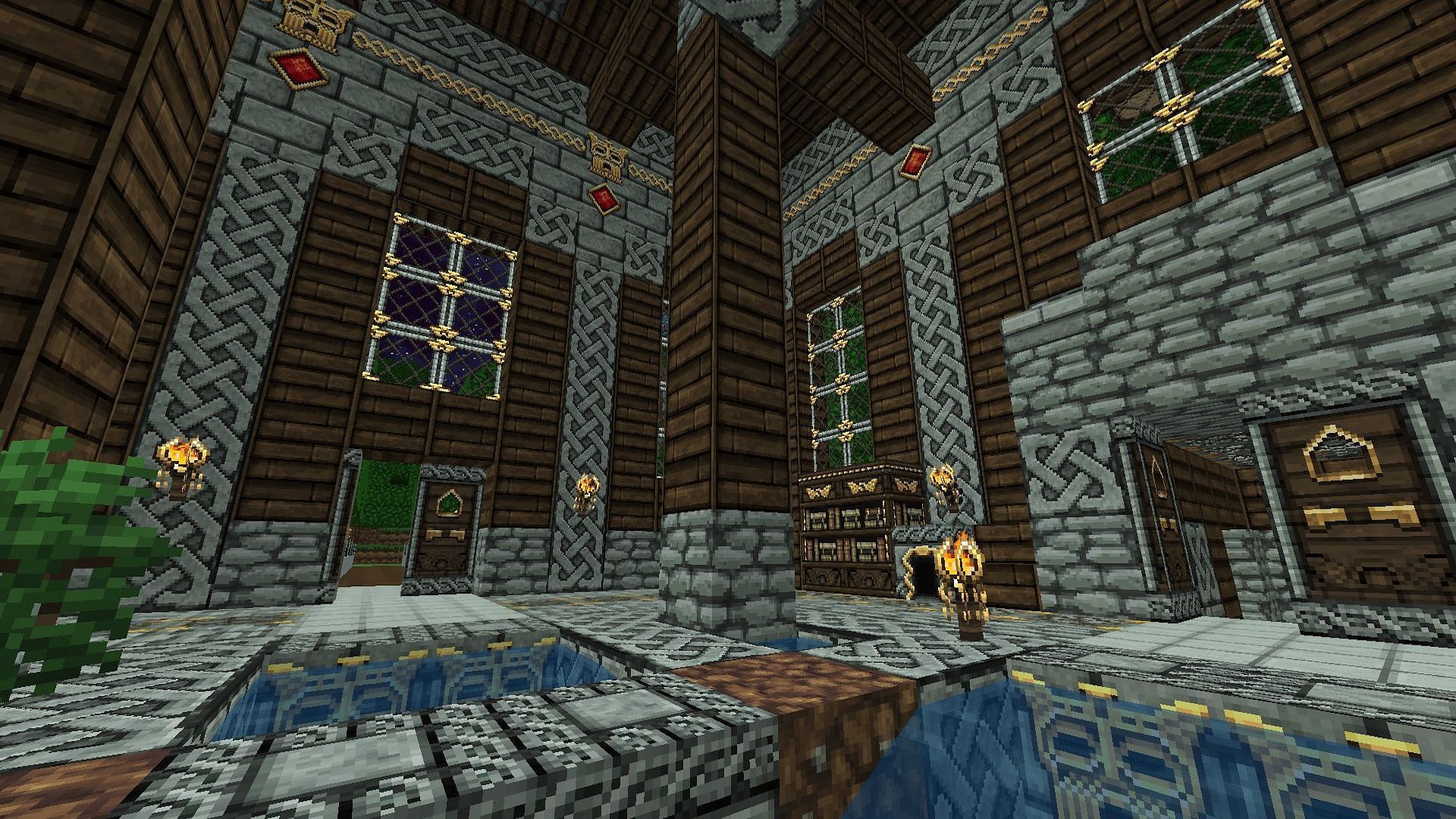 A survival base showcasing the Dokucraft texture pack (Image via Dokucraft)