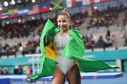 WATCH: Brazilian gymnast Flavia Saraiva competes in team final despite getting black eye during warmup