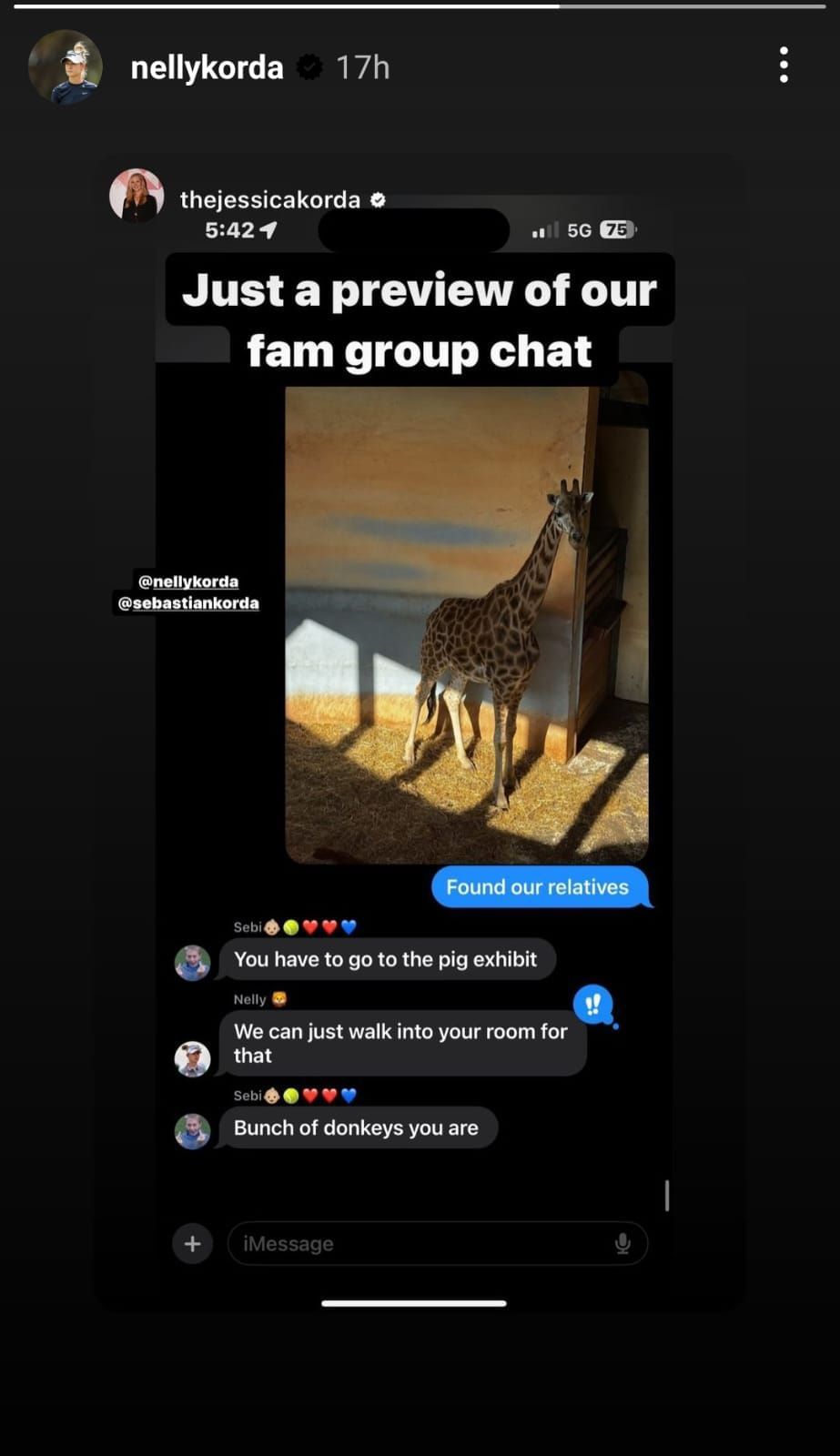 Nelly Korda roasts brother Sebastian in hilarious family group chat